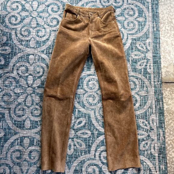 Polo by Ralph Lauren Hunter Brown Genuine Suede Leather Pants - Size 30 - Picture 2 of 14